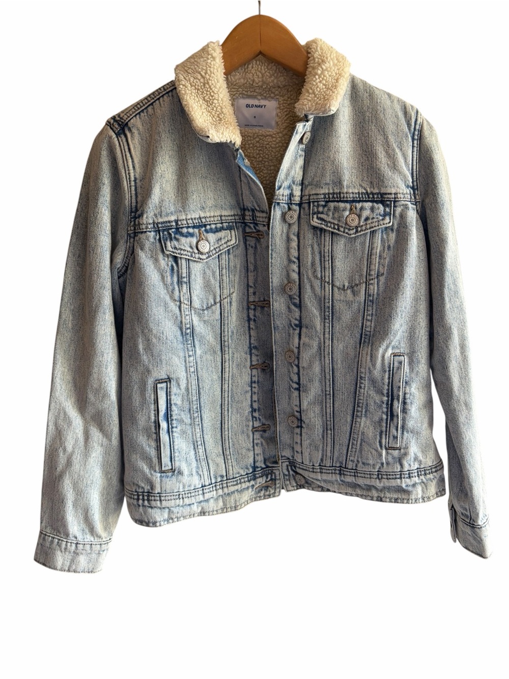 OLD Navy Sherpa Lined Jean Jacket Light Vintage Wash - Picture 5 of 8
